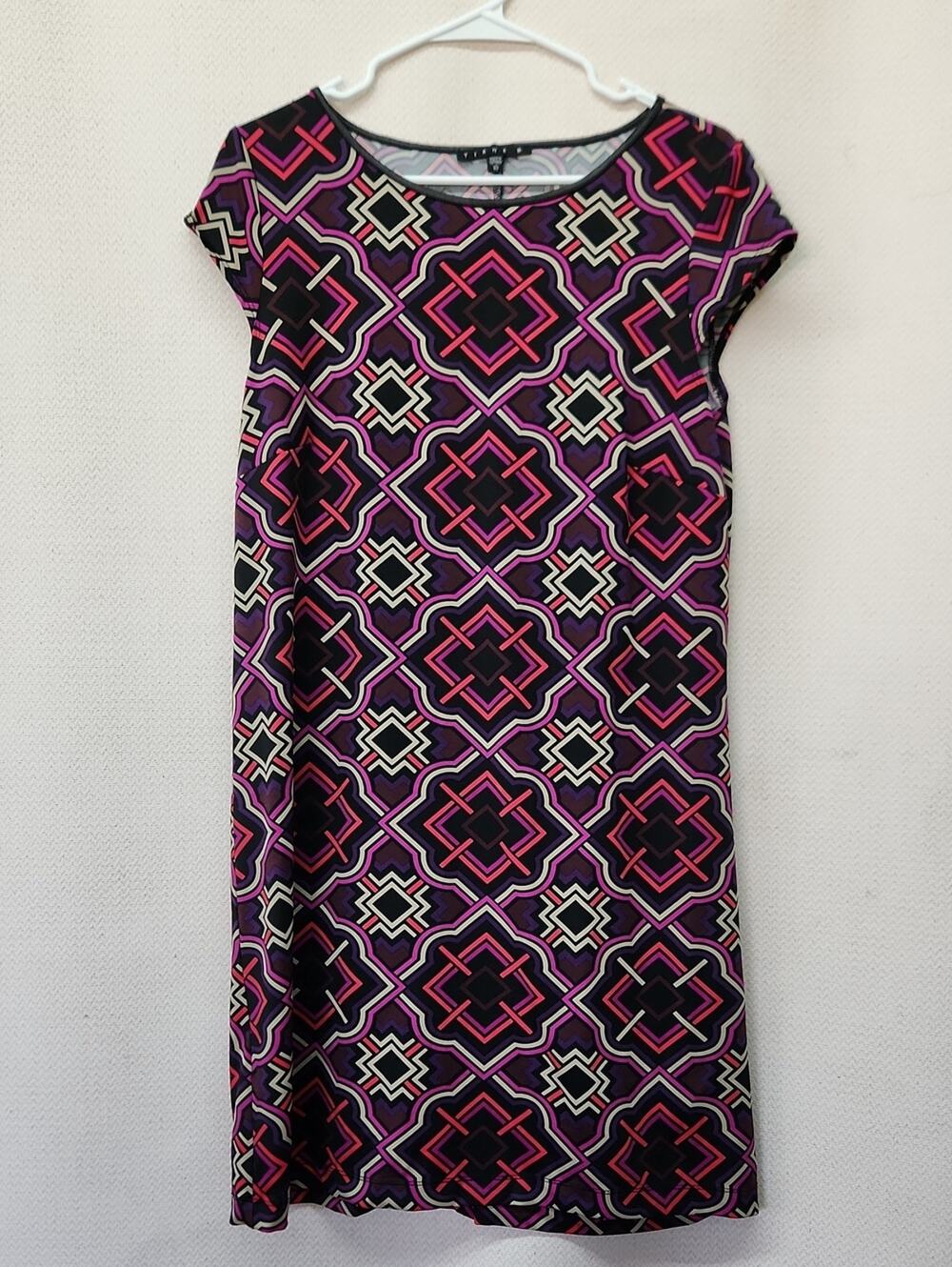 Tiana B. Black, Purple & Pink Geometric Shift Dress